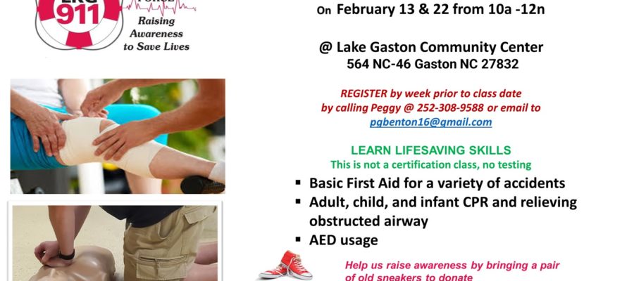 Free First Aid/CPR class 2/13/24 & 2/22/24